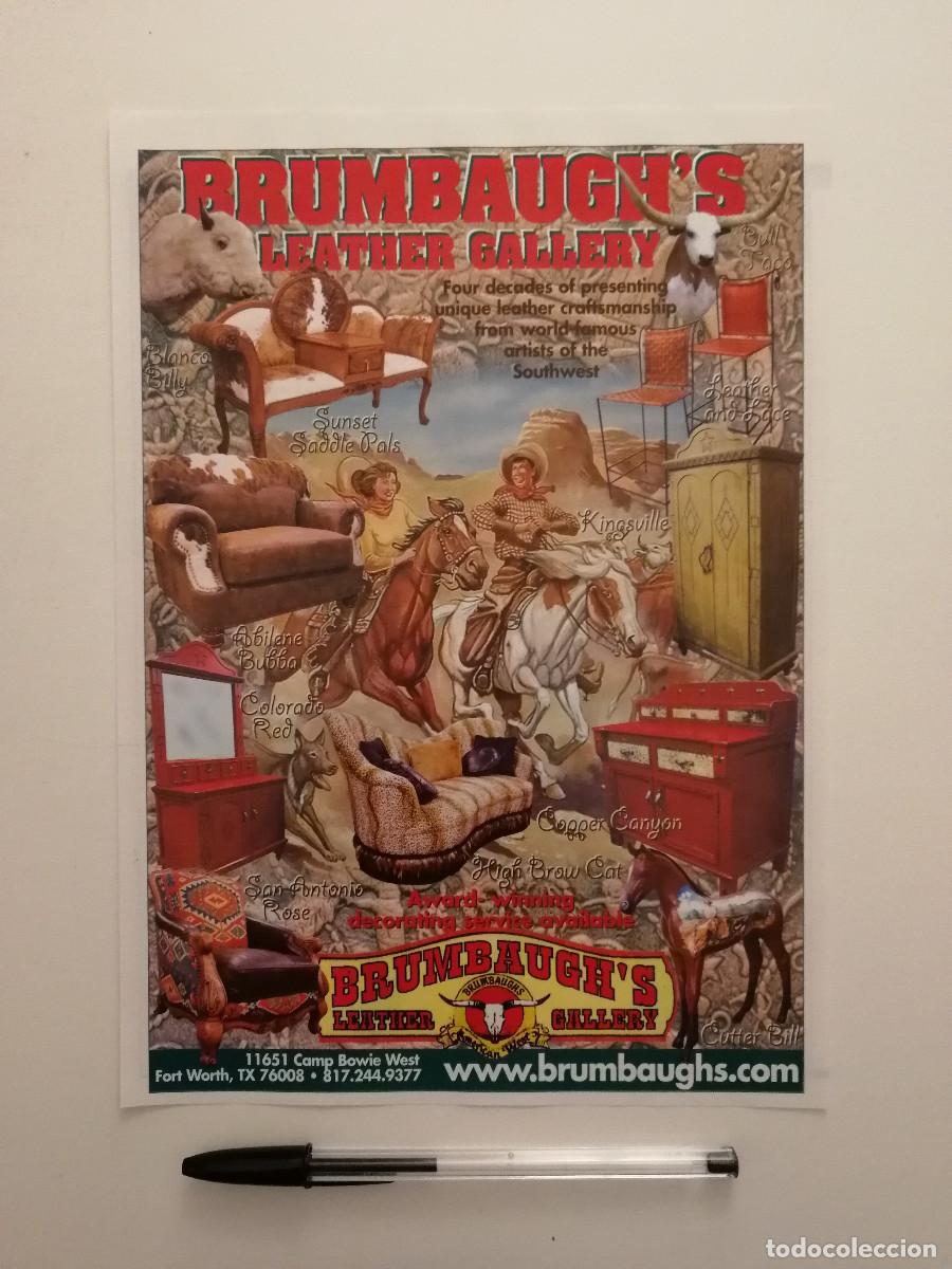 Coleccionismo: ANUNCIO ACARTONADO -A4- Brumbaugh's LEATHER GALLERY - PUBLICIDAD LAMINA - SILLAS CABALLOS CUERO