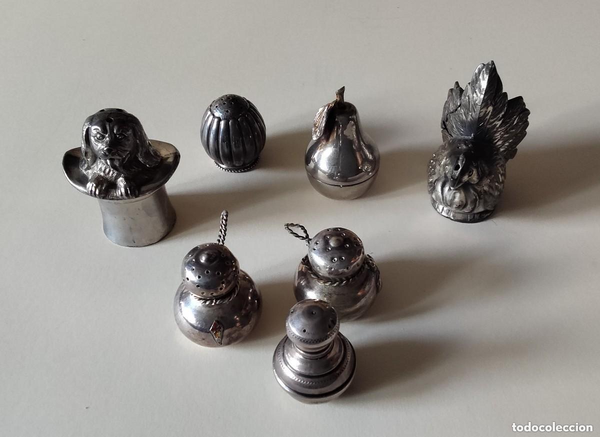 Collectionnisme: Conjunto de saleros de colecci&oacute;n distintos modelos y uno en plata de ley