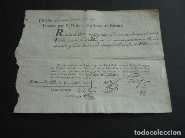 Collecting paper: CAPILLAS PALENCIA RECIBO ENCABEZAMIENTO DE PENAS Y GASTOS DE JUSTICIA 1825