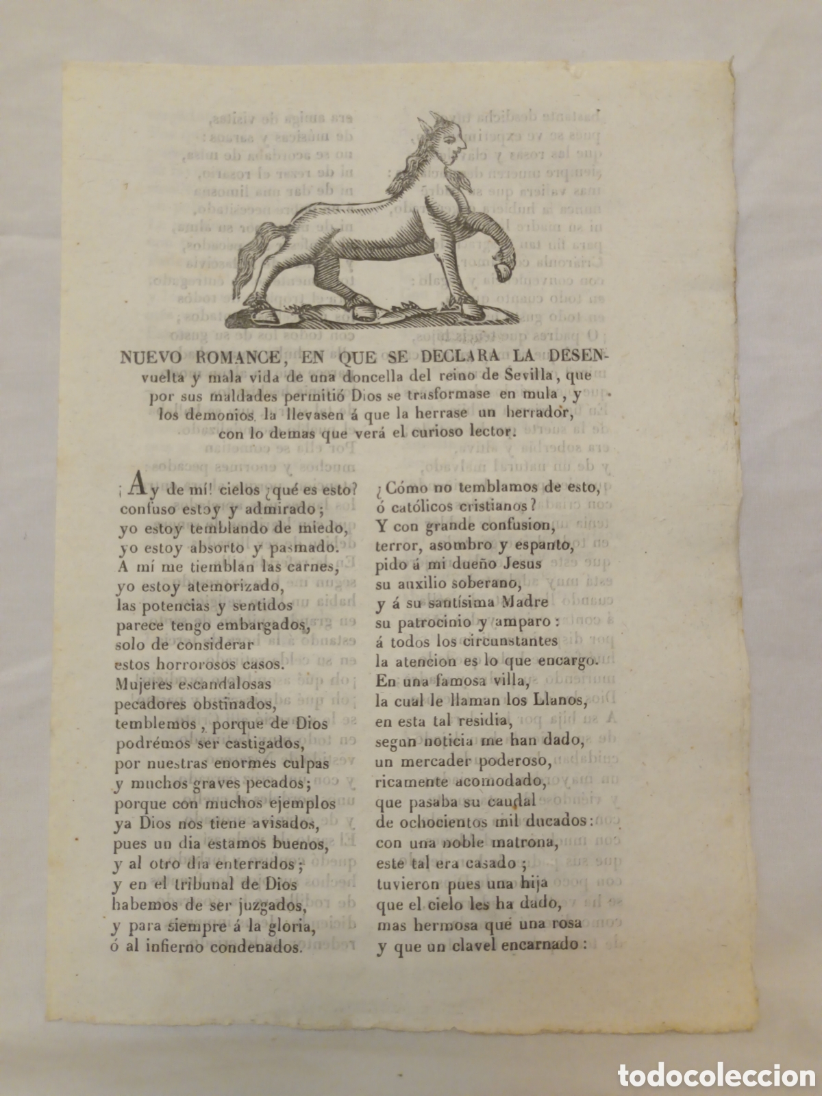 Coleccionismo: PLIEGO DE CORDEL - ROMANCE - DESENVUELTA Y MALA VIDA DE UNA DONCELLA - PRINCIPIO SIGLO XIX - 15X22