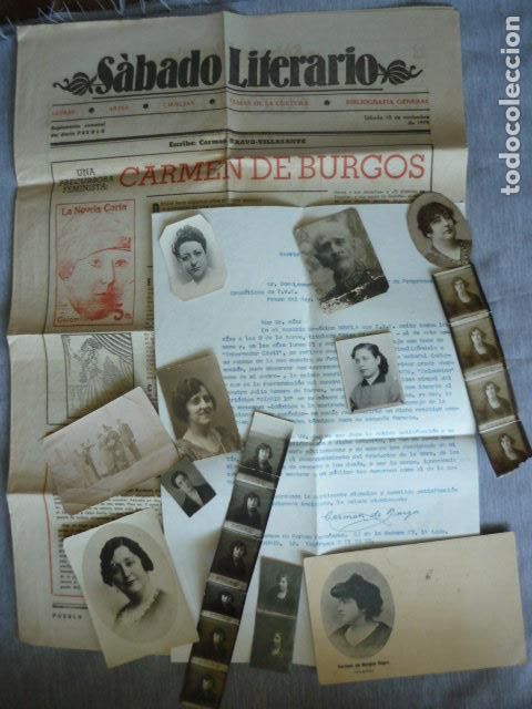 Collecting paper: CARMEN DE BURGOS COLOMBINE ESCRITORA CONJUNTO PERIODICO, CARTAS, FOTOGRAFIAS, AUTOGRAFO Y POSTAL