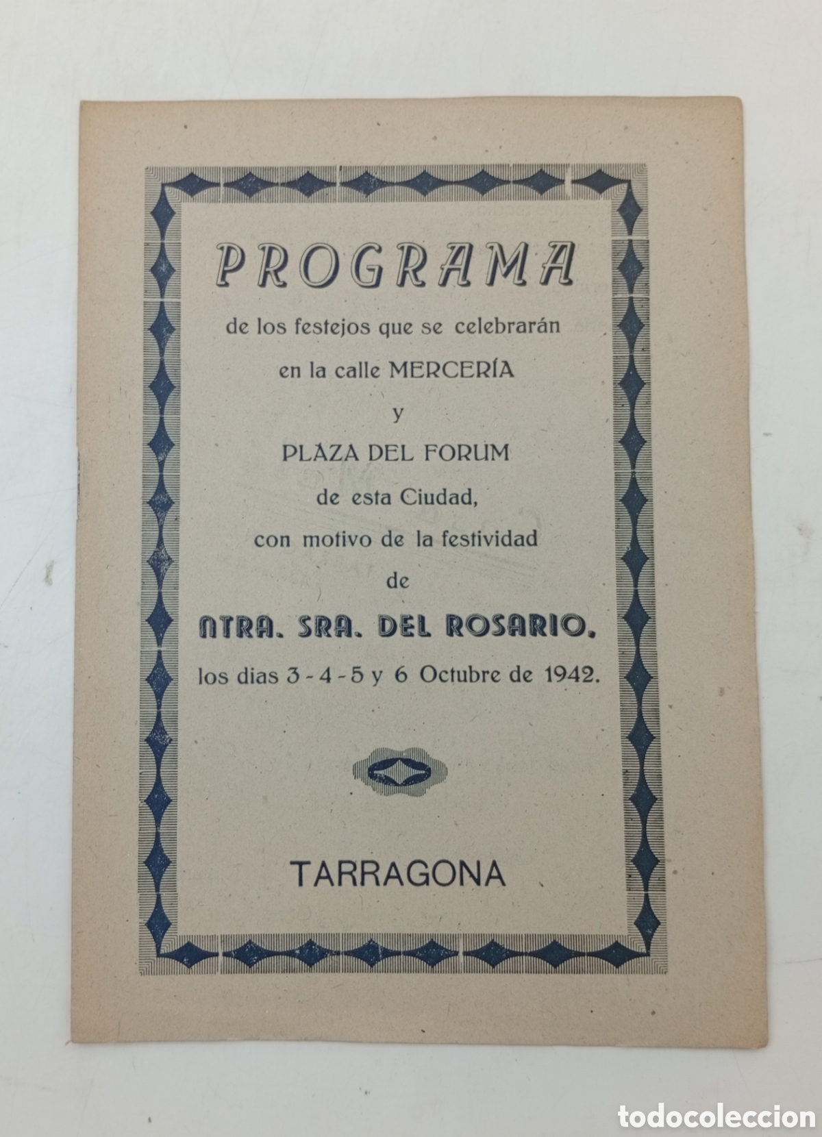 Coleccionismo: Programa festes Roser 1942 Tarragona - Foto 1