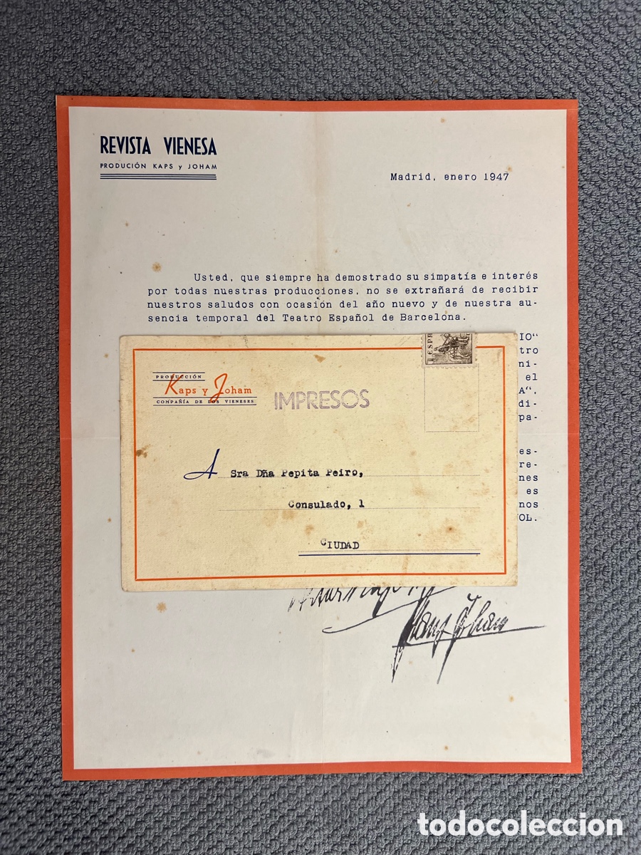 Collezionismo: PRODUCCI&Oacute;N KAPS Y JOHAM. COMPA&Ntilde;&Iacute;A DE LOS VIENESES GRAN TEATRO ESPA&Ntilde;OL. REVISTA VIENESA (a.1947)
