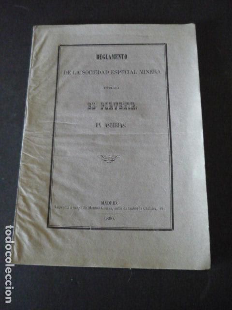 Coleccionismo: REGLAMENTO DE LA SOCIEDAD ESPECIAL MINERA EL PORVENIR EN ASTURIAS 1860 MINAS MIERES Y LENA 16 PAGS