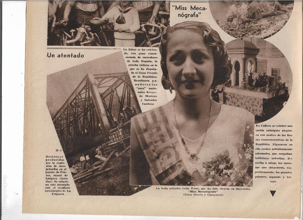 Coleccionismo: A&Ntilde;O 1933 RECORTE PRENSA EXPLOSION BOMBA DESTROZOS PUENTE DE FRIERES RAMAL DE LANGREO ASTURIAS