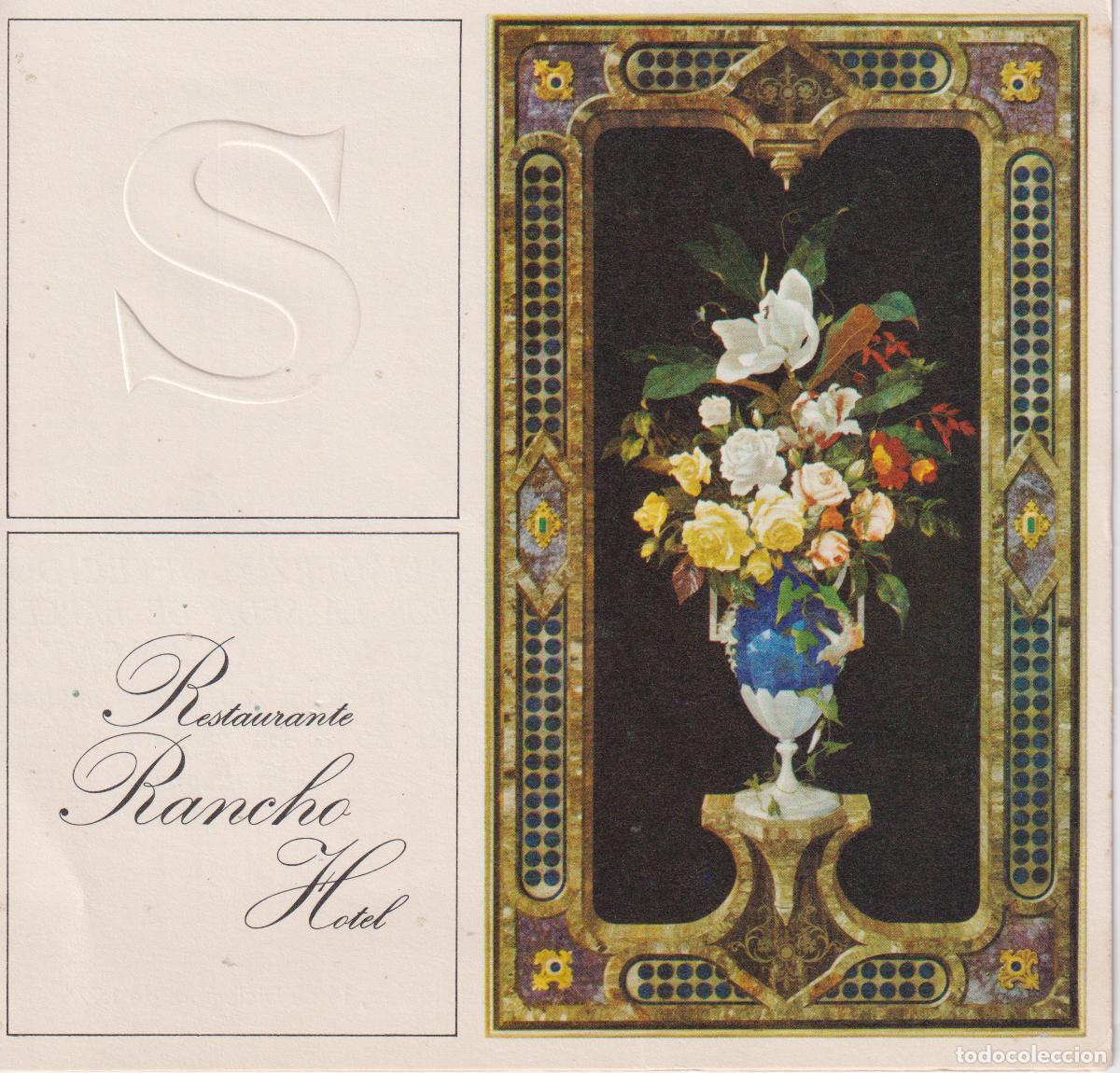 Sammelleidenschaft Papier: RESTAURANTE RANCHO HOTEL - MEN&Uacute; OFRECIDO POR LA SEDA DE BARCELONA - CASTELLDEFELS - 1976