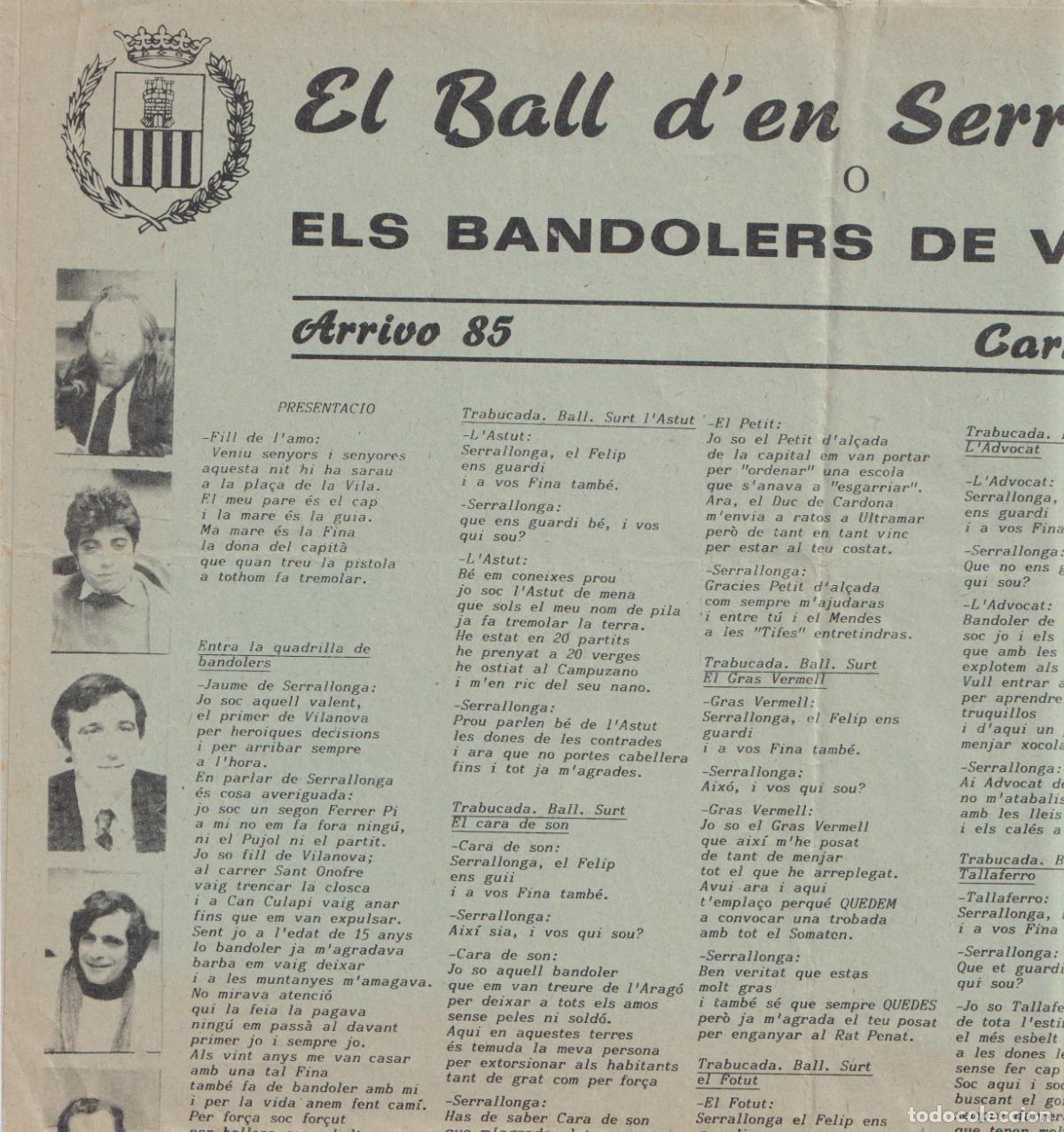 Sammelleidenschaft Papier: CARTELL / AUCA EL BALL DEN SERRALLONGA &ndash; ELS BANDOLERS DE VILANOVA