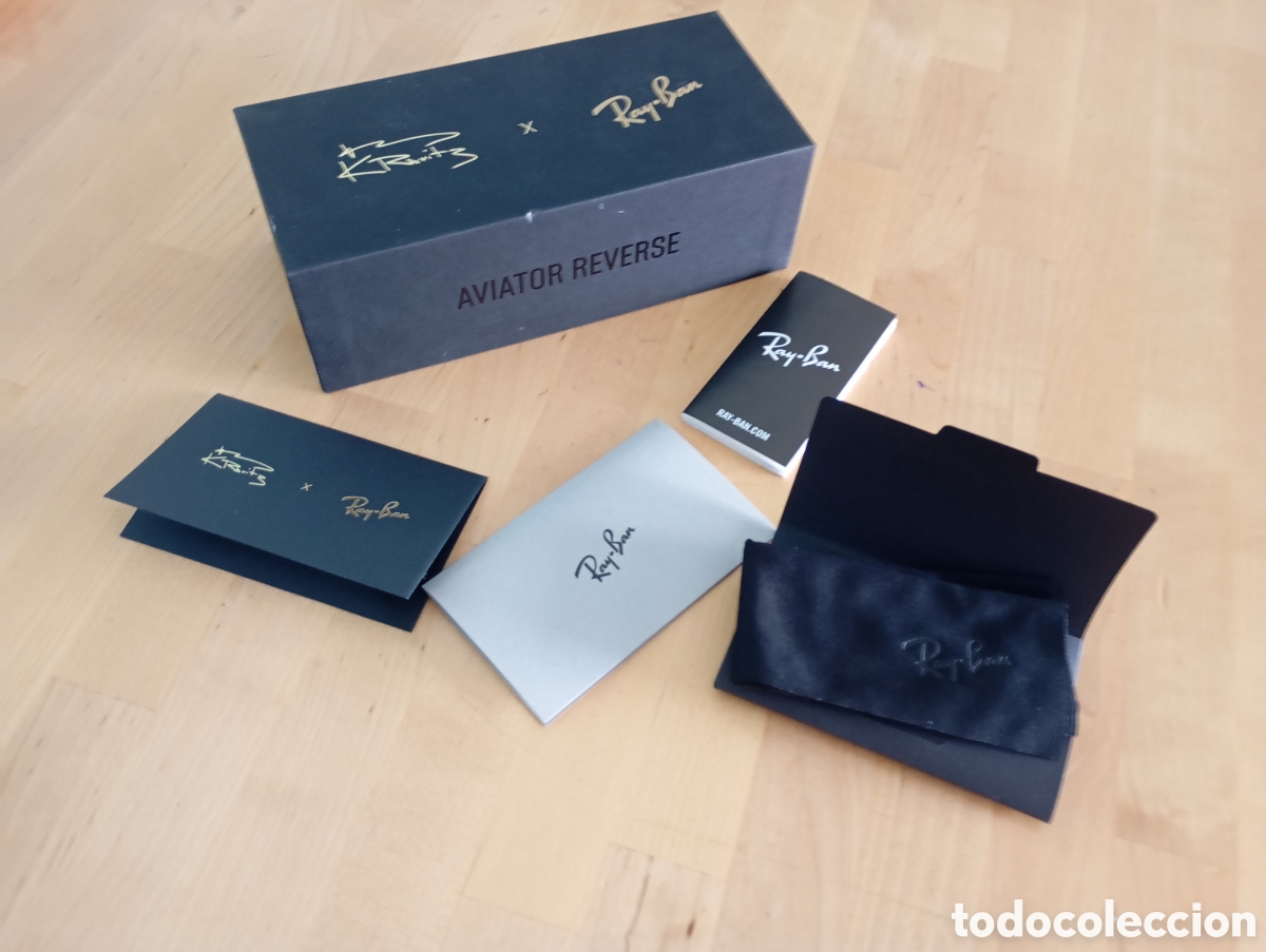 Coleccionismo: Caja vac&iacute;a Lenny Kravitz edici&oacute;n especial Ray-Ban Aviator Reverse Gamuza documentos # gafas de sol