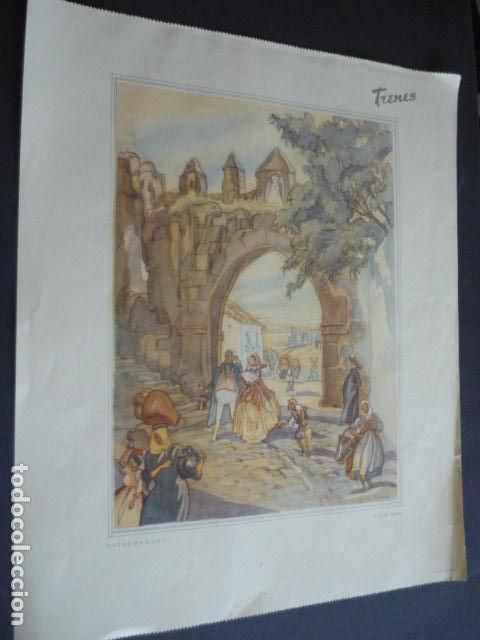 Collecting paper: TRUJILLO CACERES SAENZ DE TEJADA ILUSTRADOR CROMOLITOGRAFIA LAMINA HOJA CALENDARIO 25 X 30 CM