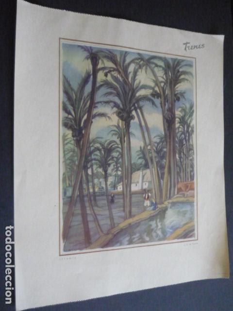 Coleccionismo: ELCHE ALICANTE SAENZ DE TEJADA ILUSTRADOR CROMOLITOGRAFIA LAMINA HOJA CALENDARIO 25 X 30 CM