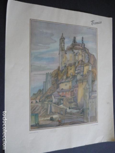 Sammelleidenschaft Papier: ALQUEZAR HUESCA SAENZ DE TEJADA ILUSTRADOR CROMOLITOGRAFIA LAMINA HOJA CALENDARIO 25 X 30 CM