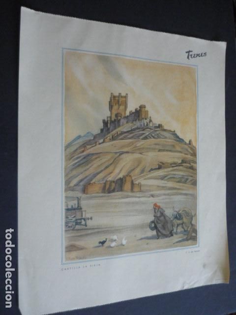 Collectionnisme: PE&Ntilde;AFIEL VALLADOLID SAENZ DE TEJADA ILUSTRADOR CROMOLITOGRAFIA LAMINA HOJA CALENDARIO 25 X 30 CM