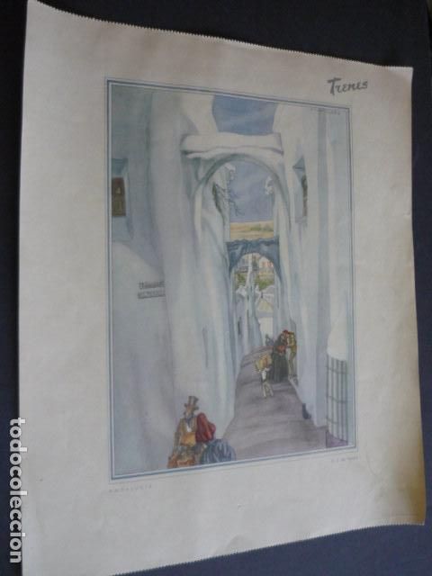 Collecting paper: ANDALUCIA UN PUEBLO SAENZ DE TEJADA ILUSTRADOR CROMOLITOGRAFIA LAMINA HOJA CALENDARIO 25 X 30 CM