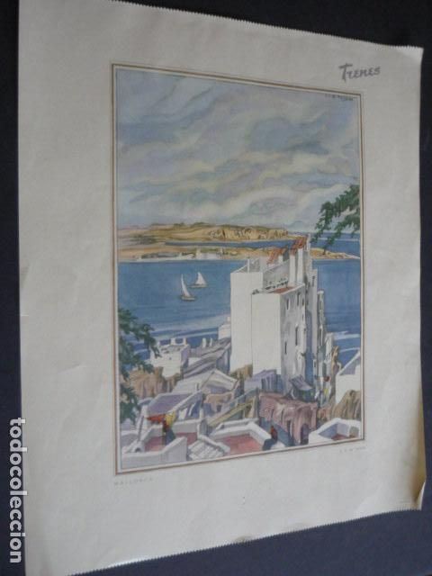 Coleccionismo: MALLORCA BALEARES SAENZ DE TEJADA ILUSTRADOR CROMOLITOGRAFIA LAMINA HOJA CALENDARIO 25 X 30 CM