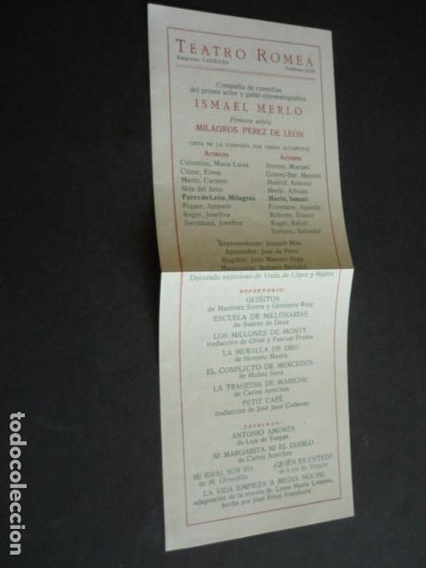 Collectionnisme: TEATRO ROMEA BARCELONA ISMAEL MERLO Y JOFRE GENER VARIOS REPERTORIOS PROGRAMA