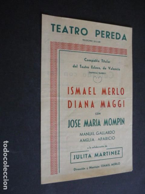Coleccionismo: TEATRO PEREDA SANTANDER ISMAEL MERLO DIANA MAGGI PROGRAMA CUIDADO CON LAS PERSONAS FORMALES