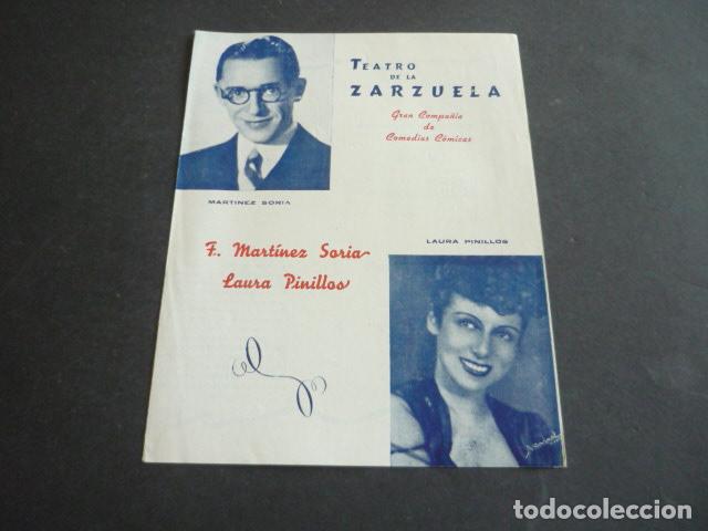 Coleccionismo: TEATRO DE LA ZARZUELA MADRID COMPA&Ntilde;IA COMEDIAS COMICAS PACO MARTINEZ SORIA PROGRAMA 1945
