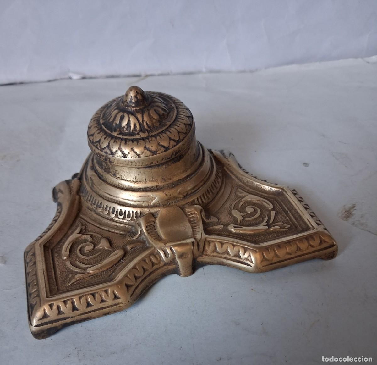 Coleccionismo: Tintero de bronce antiguo