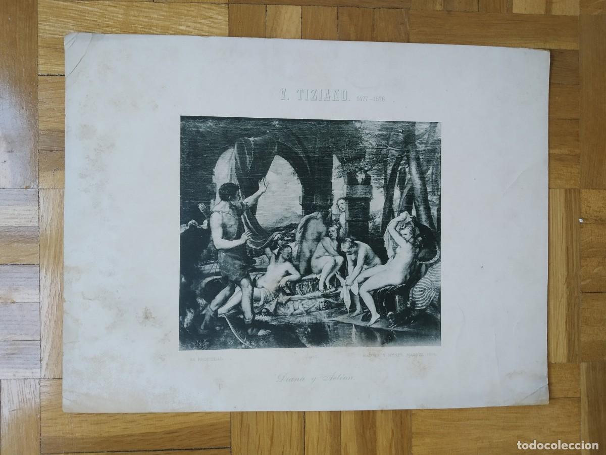 Coleccionismo: LAMINA DEL CUADRO DIANA Y ACTEON DE TIZIANO MEDIDAS 32 X 24 CM VER FOTOS