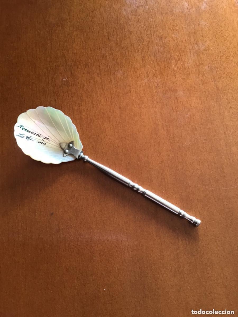 Coleccionismo: CUCHARILLA DE N&Aacute;CAR Y MANGO DE METAL PLATEADO ANTIGUA