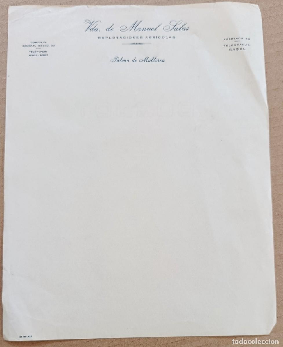 Coleccionismo: VDA DE MANUEL SALAS. EXPLOTACIONES AGR&Iacute;COLAS. PAPEL COMERCIAL. PALMA DE MALLORCA.