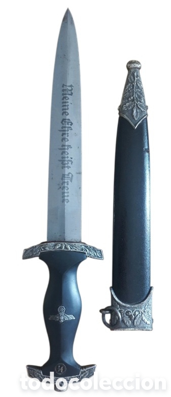 Coleccionismo: DAGA ALEMANA SS RZM M7/36. CON FUNDA. LOGOTIPO EN EMPU&Ntilde;ADURA. MEINE EHRE HEIST TREUE..HOJA 22CM