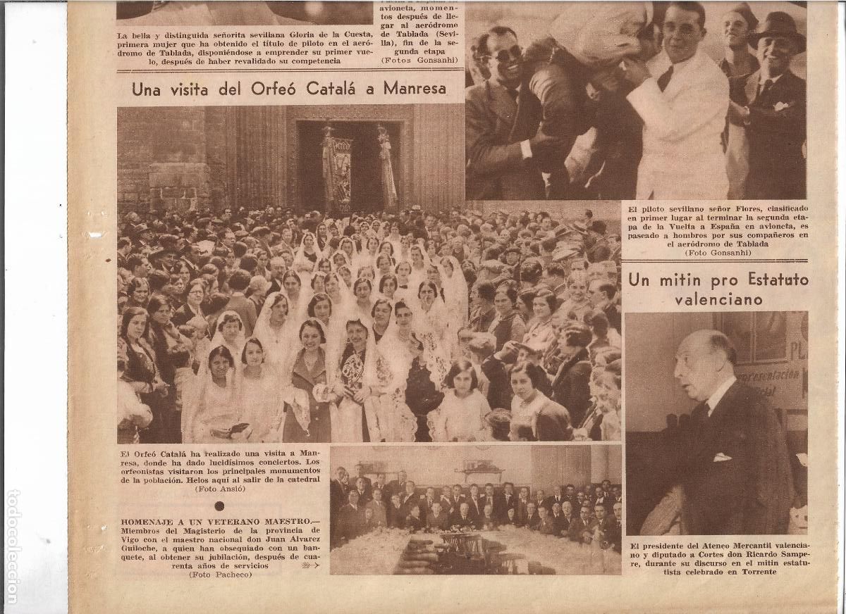 Coleccionismo: A&Ntilde;O 1933 RECORTE PRENSA VIGO HOMENAJE AL MAESTRO NACIONAL JUAN ALVAREZ GUILOCHE POR SU JUBILACION