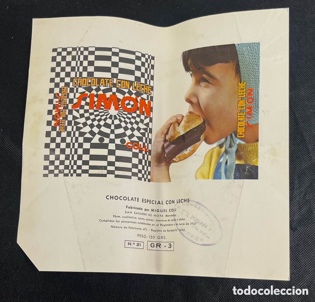 Coleccionismo: CHOCOLATE CON LECHE SIMON COLL - SAN SADURNI DE NOYA - PUBLICIDAD