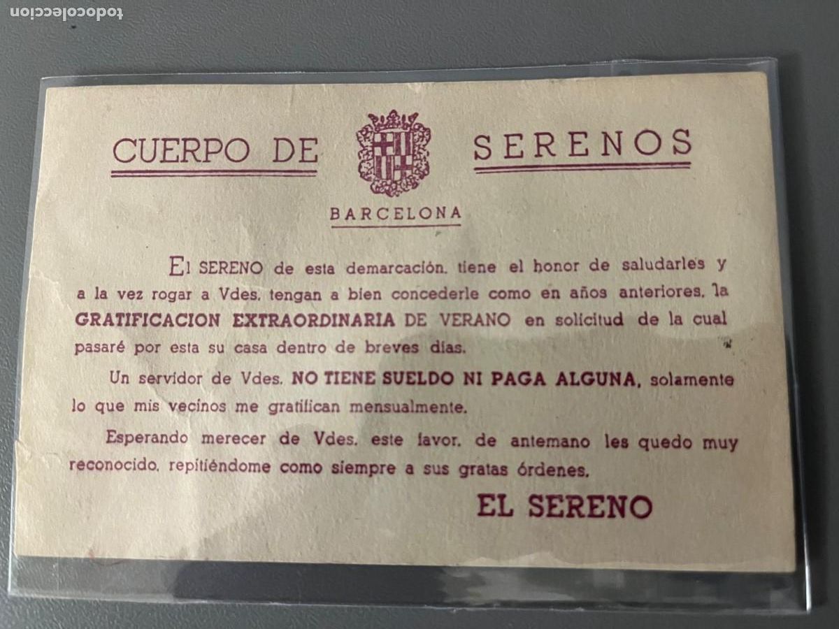 Coleccionismo: cuerpo de Serenos Barcelona gratificaci&oacute;n verano
