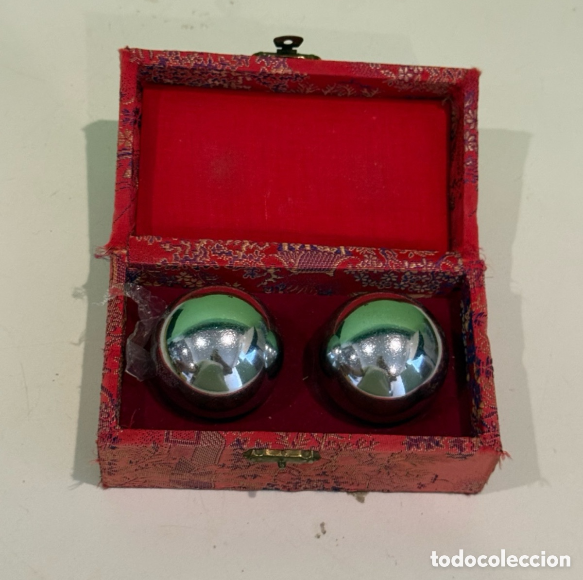 Coleccionismo: Bolas Chinas Baoding Antiguas de Acero Cromado con Estuche Original - Foto 1