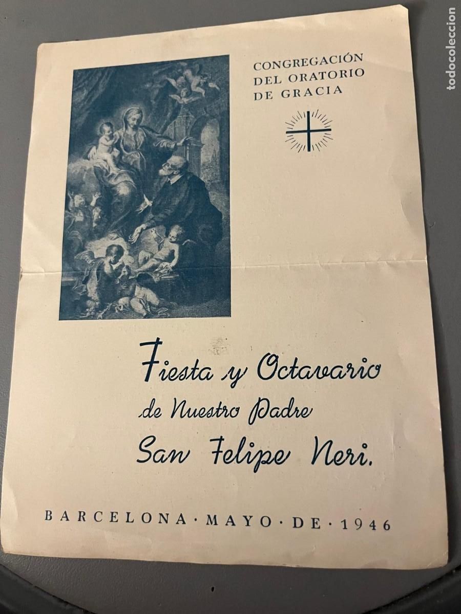 Coleccionismo: Fiesta y Octavario de ntro. padre San Felipe Neri Barcelona 1946