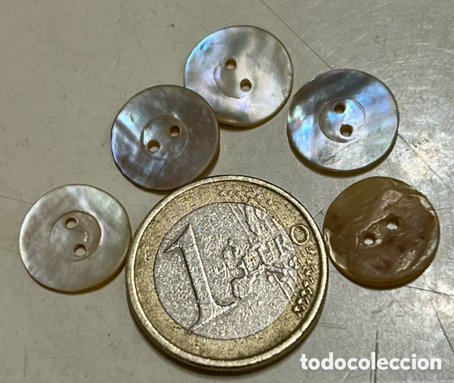 Coleccionismo: Botones blancos (5). Nacar. A&ntilde;os 70.