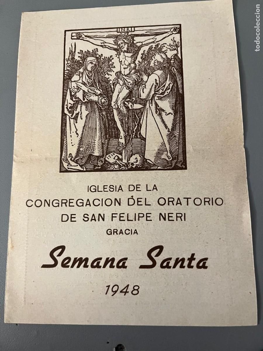 Coleccionismo: Congregaci&oacute;n del Oratorio de san Felipe Neri Gracia semana Santa 1948 Barcelona