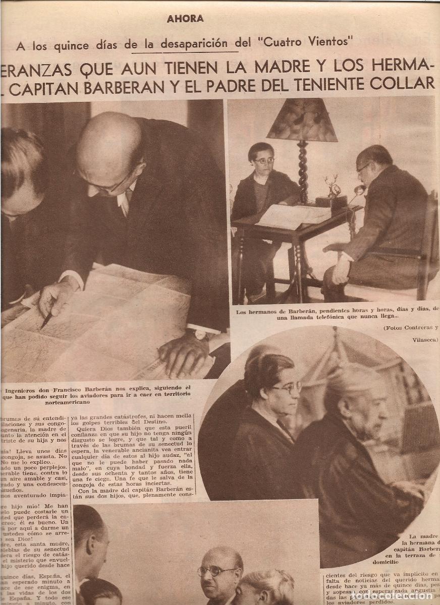 Coleccionismo: A&Ntilde;O 1933 ACCIDENTE AVIACION DESPARICION DEL CUATRO VIENTOS BARBERAN TENIENTE COLLAR BUSQUEDA FAMILIA