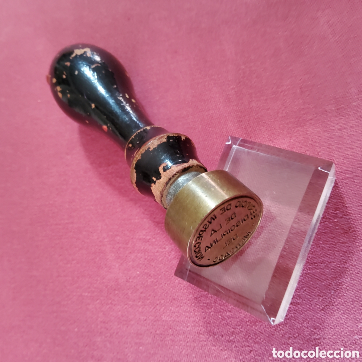 Coleccionismo: ANTIGUO SELLO DE LACRE, DE LAT&Oacute;N Y EL MANGO DE MADERA - Foto 4