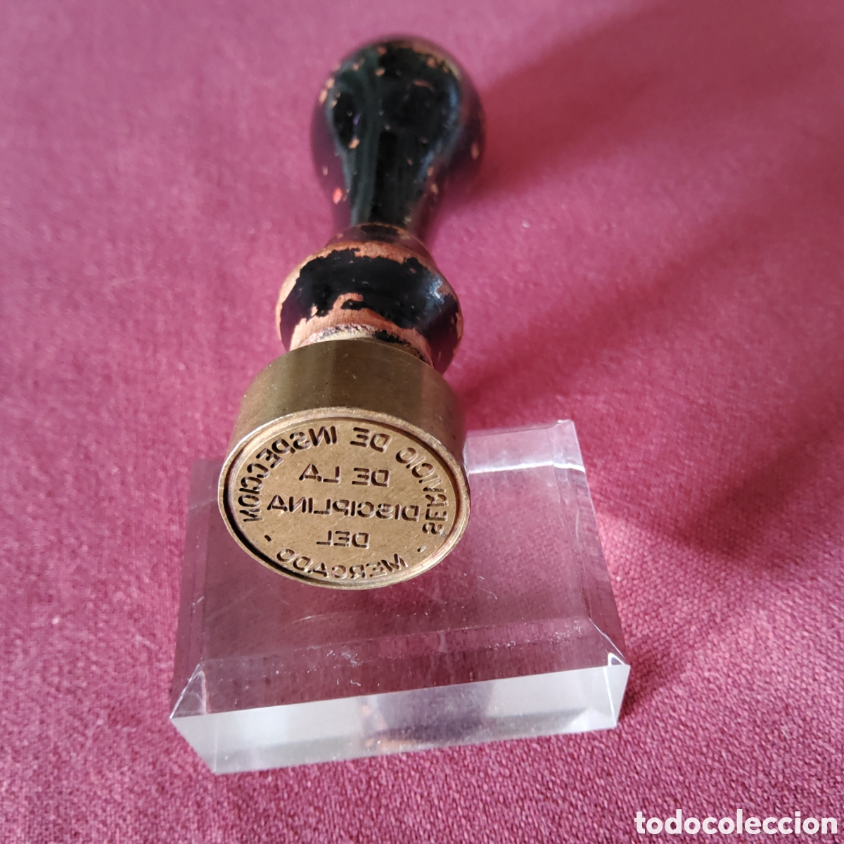 Coleccionismo: ANTIGUO SELLO DE LACRE, DE LAT&Oacute;N Y EL MANGO DE MADERA - Foto 6
