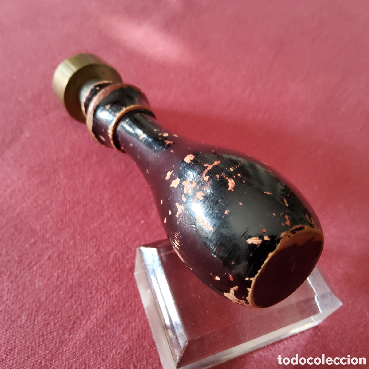 Coleccionismo: ANTIGUO SELLO DE LACRE, DE LAT&Oacute;N Y EL MANGO DE MADERA - Foto 3