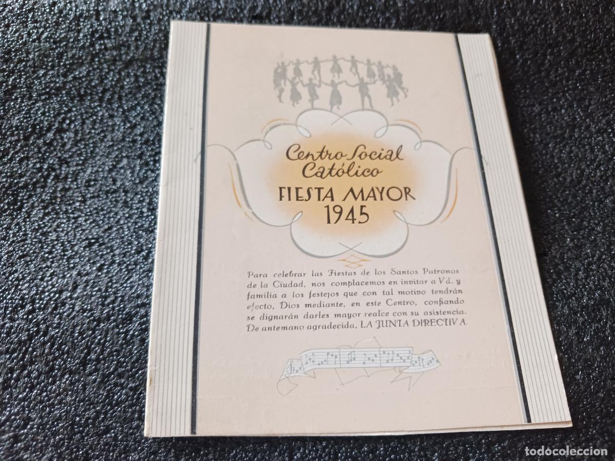 Collecting paper: diptico, CENTRO SOCIAL CATOLICO FIESTA MAYOR 1945