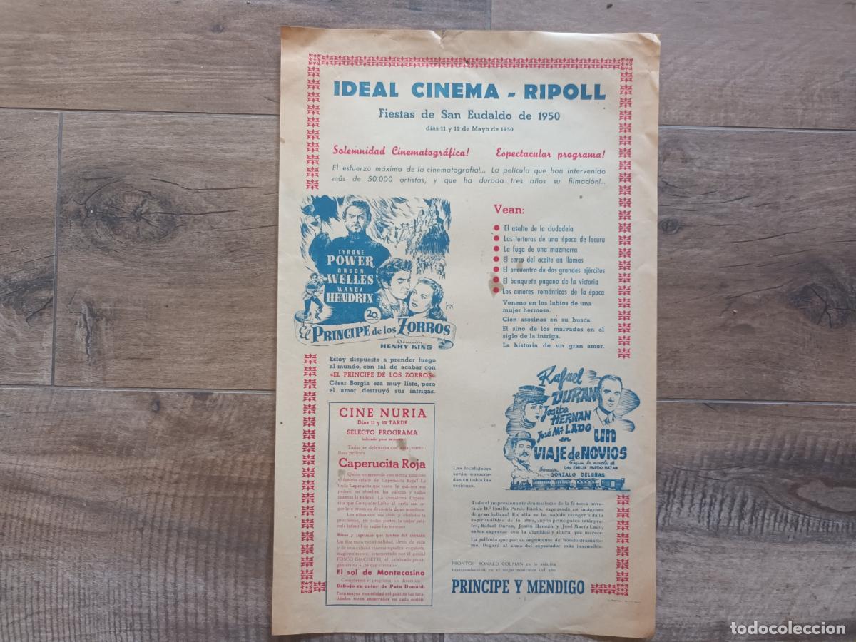 Coleccionismo: PROGRAMA CARTEL CINE CONDAL Y CINE NURIA RIPOLL 1950. FIESTA SAN EUDALDO. PROGRAMA CINE