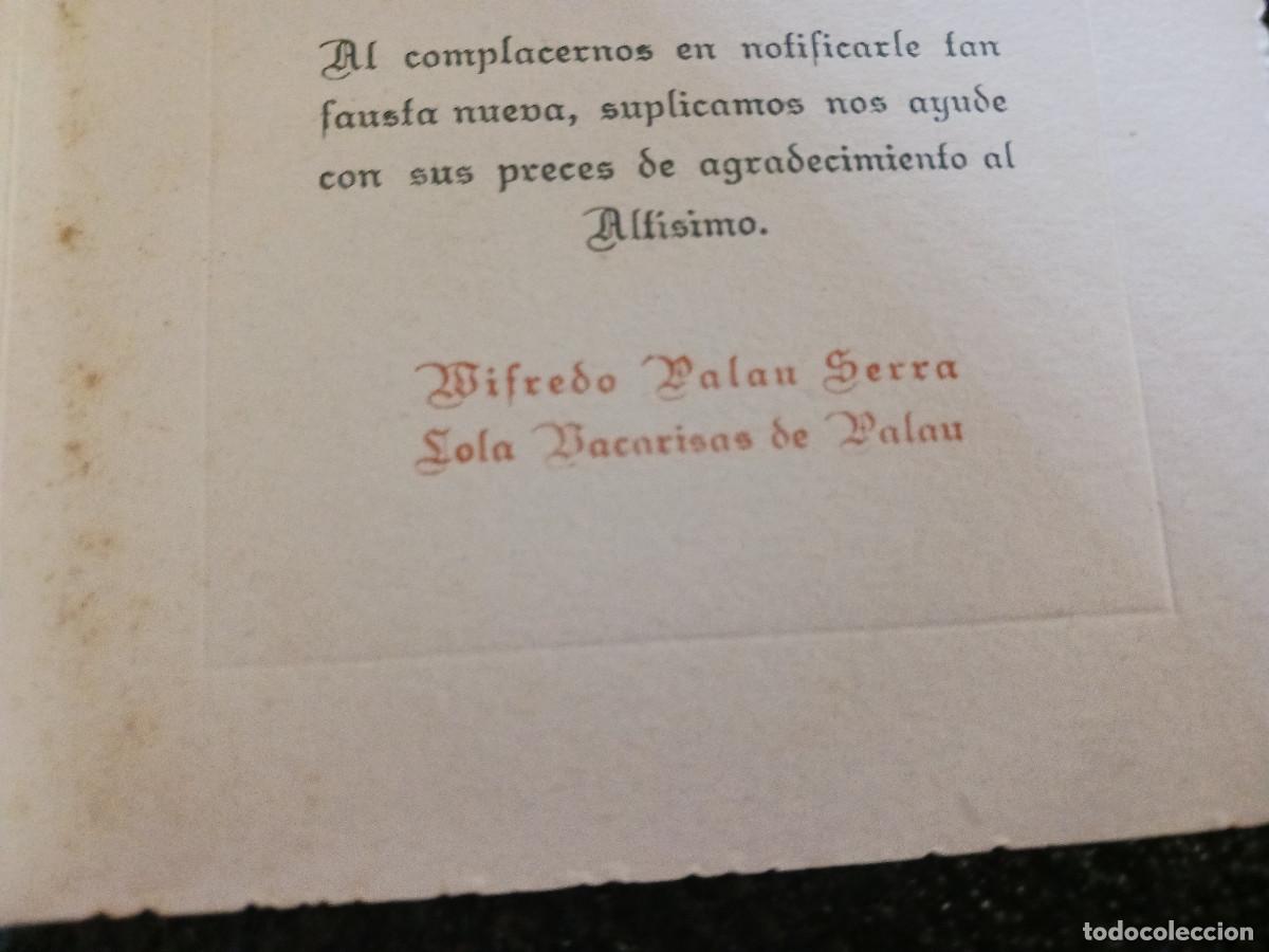 Coleccionismo: comunicacio de neiximent, tarrasa 1948, il. castany - Foto 2