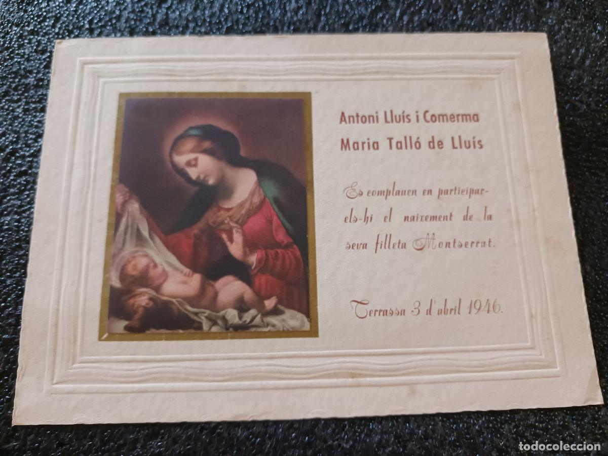 Coleccionismo: comunicacio de naixement, terrassa 1946 - Foto 1
