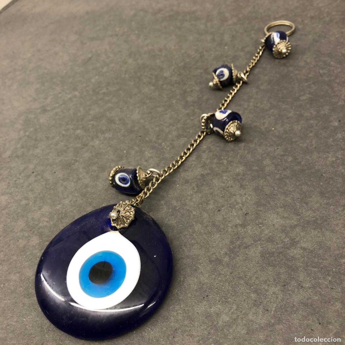 Coleccionismo: AMULETO - OJOS DE CRISTAL VIDRIADO - 29 CM TOTAL / 1626