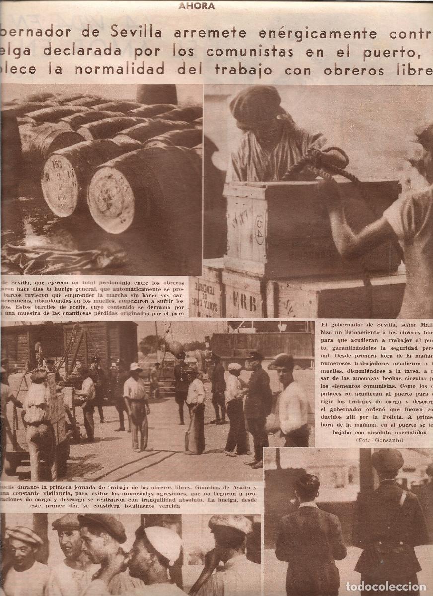 Coleccionismo: A&Ntilde;O 1933 RECORTE PRENSA SEVILLA HUELGA PUERTO EL GOBERNADOR CONTRATA OBREROS LIBRES