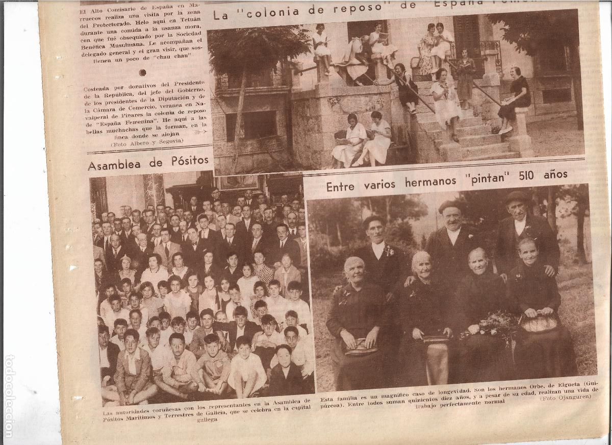 Coleccionismo: A&Ntilde;O 1933 RECORTE PRENSA LONGEVIDAD FAMILIA HERMANOS ORBE DE ELGUETA GUIPUZCOA SUMAN 510 A&Ntilde;OS