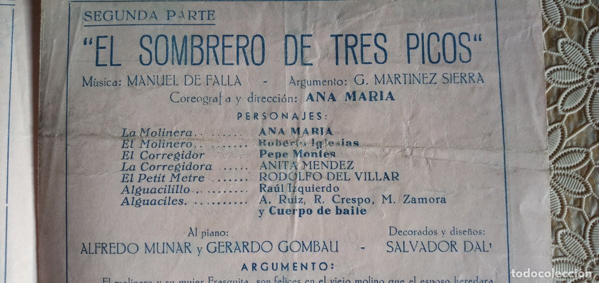 Coleccionismo: programa teatro Ballet Espa&ntilde;ol Ana Mar&iacute;a El Sombrero de Tres Picos decorados y dise&ntilde;o Salvador Dal&iacute;