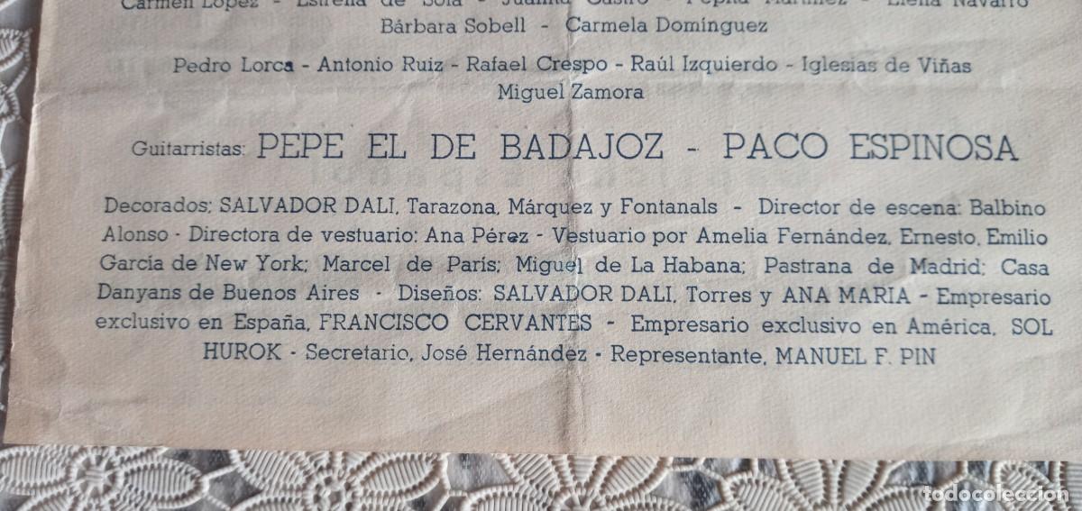 Coleccionismo: programa Madrugada del Panadero y Capricho Espa&ntilde;ol Ballet Ana Mar&iacute;a decorado dise&ntilde;o Salvador Dal&iacute;