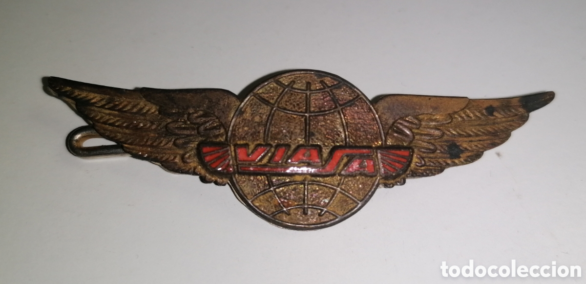 Coleccionismo: Antigua insignia alas de piloto aerol&iacute;nea venezolana VIASA