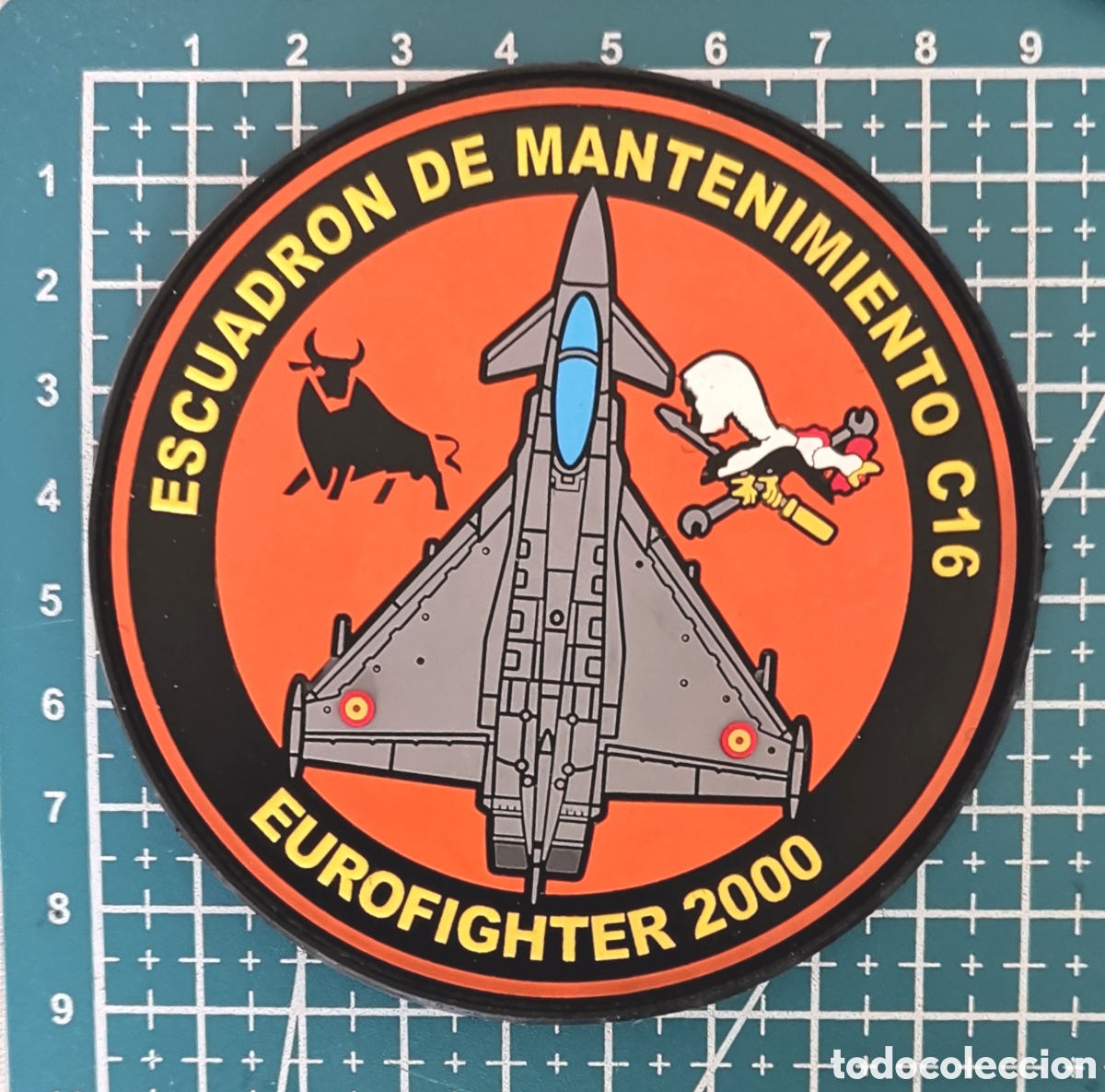 Coleccionismo: Parche goma Escuadr&oacute;n de Mantenimiento C16 Eurofighter 2000 Base A&eacute;rea de Mor&oacute;n Ej&eacute;rcito Aire Espa&ntilde;a