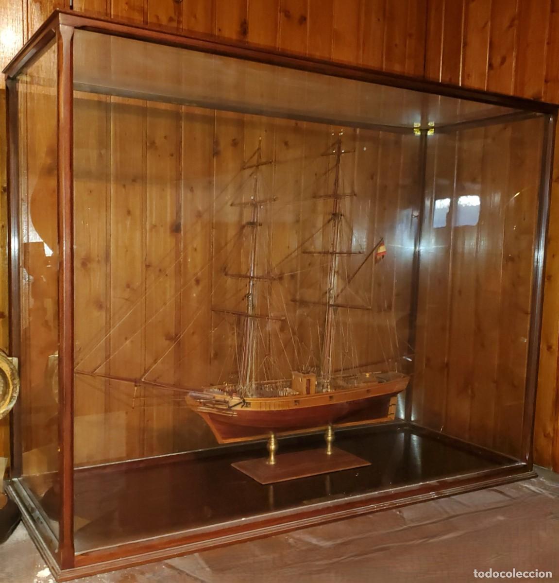 Colecionismo: Maqueta Goleta Espa&ntilde;ola Madera Vitrina