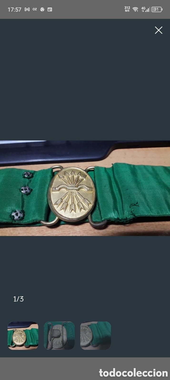 Coleccionismo: Cintur&oacute;n de falange dorado